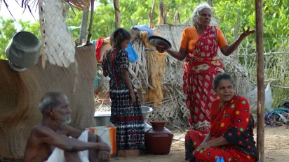 Tsunami victims in a temporary shelter in Paliya community, India